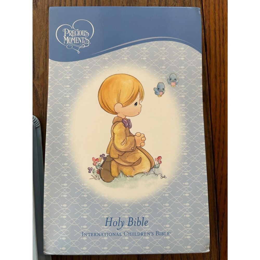 Precious Moments Holy Bible - Pale Gray Embossed Cover